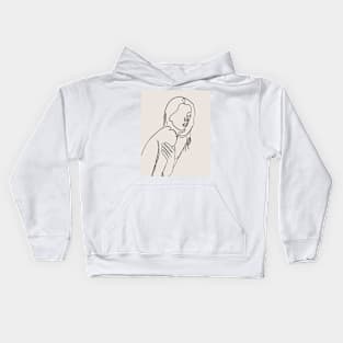 Nude women body one line art Kids Hoodie